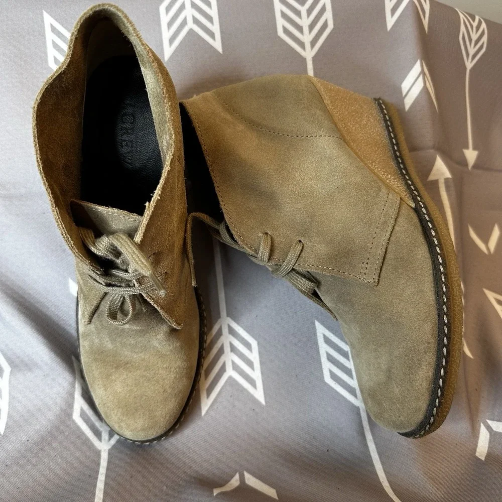 J. Crew Women's‎ Suede Leather McAllister Wedge Boots Sz 7 Sand Lace Up EUC $199